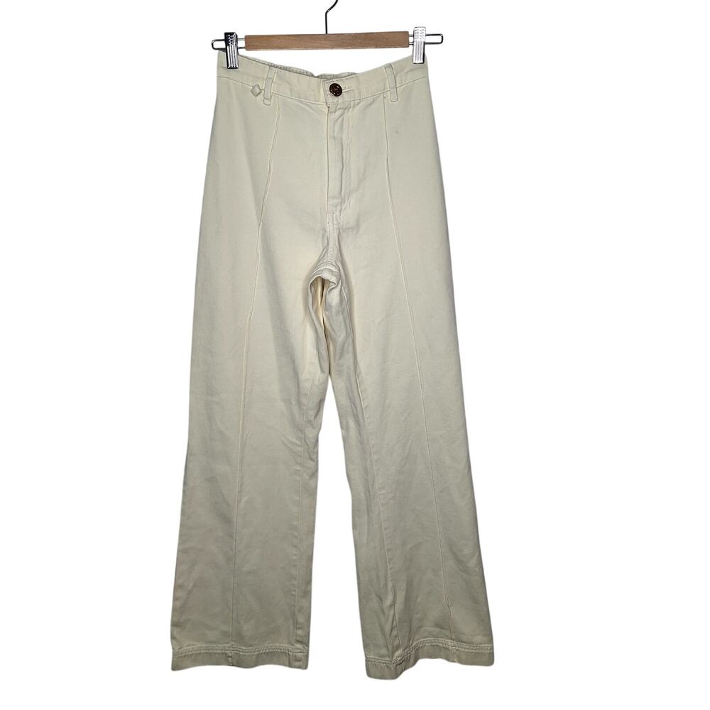 Big Bud Press Western Pant Off-White Cream XS 70s High Rise Workwear Flare Leg